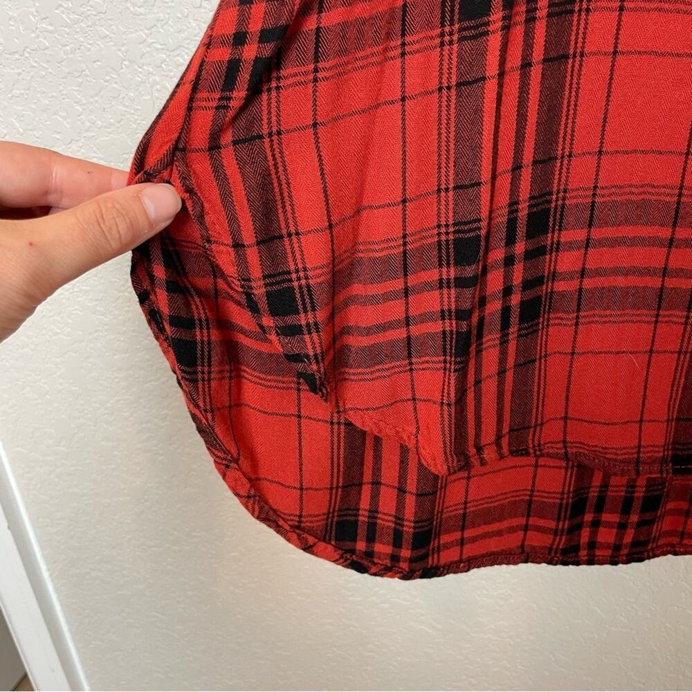 UNIVERSAL THREAD Burnt Orange & Black Plaid 1/4 Button Down Shirt Size M - Picture 4 of 7